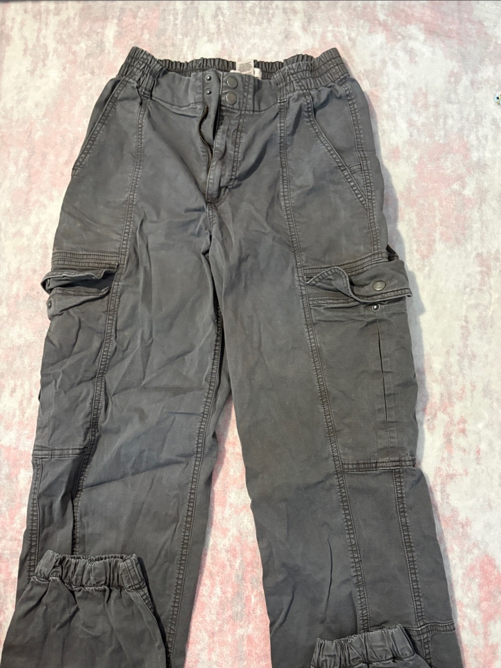 Garage Women's Gray Cargo Pants with Elastic Waist and Pockets